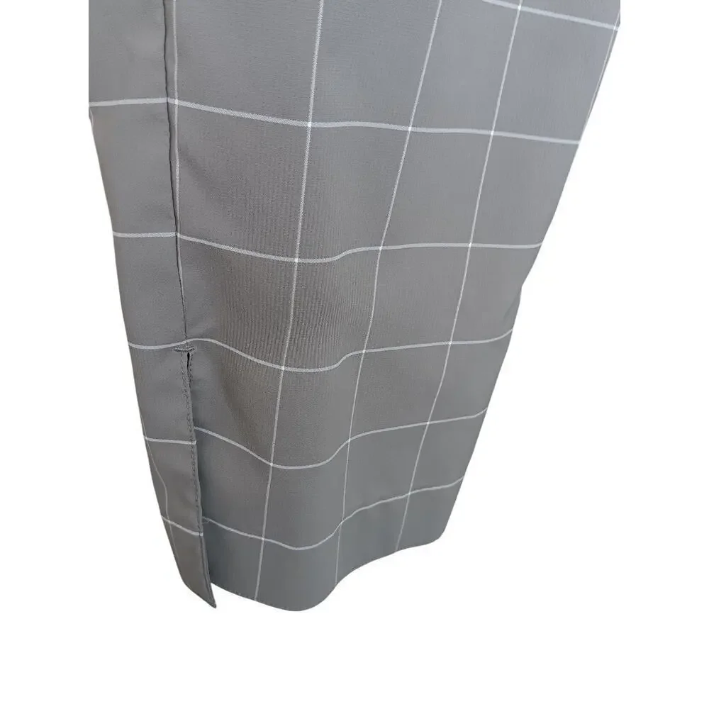 Nike Golf Pants Size 8 Gray Windowpane Plaid Dri-Fit Cropped Capris Activewear